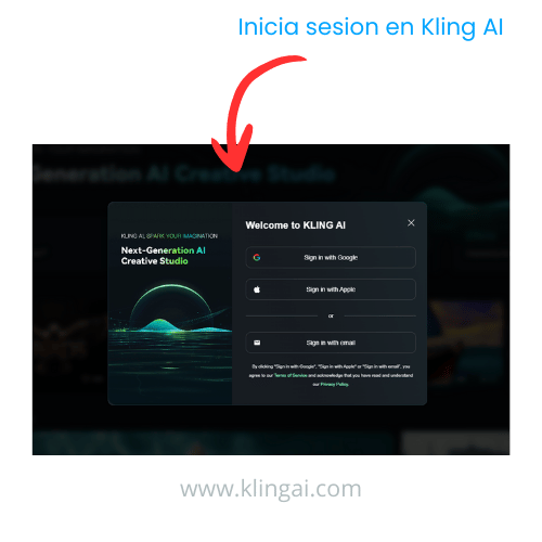 Iniciar sesion en Kling AI